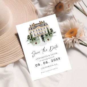 Wasserfarben-Location-Hochzeit - Save the Date