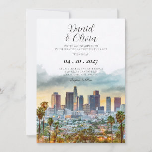 Wasserfarben-Los-Angeles-Zielhochzeit Einladung