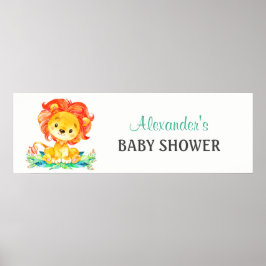Wasserfarben-Löwenbaby-Dusche Poster