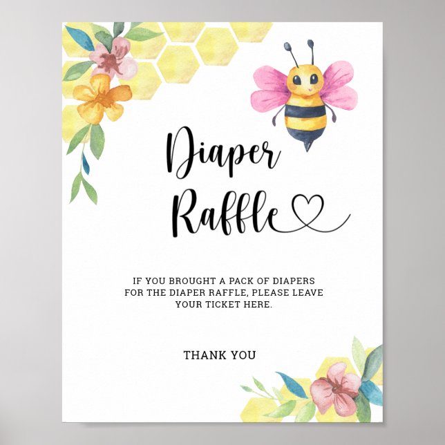 Wasserfarben-Mädchen Hummel Windel-Raffle Poster (Vorne)