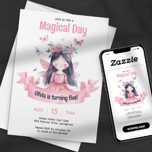 Wasserfarben-Magische-Fee-Prinzessin-Geburtstagsfe Einladung