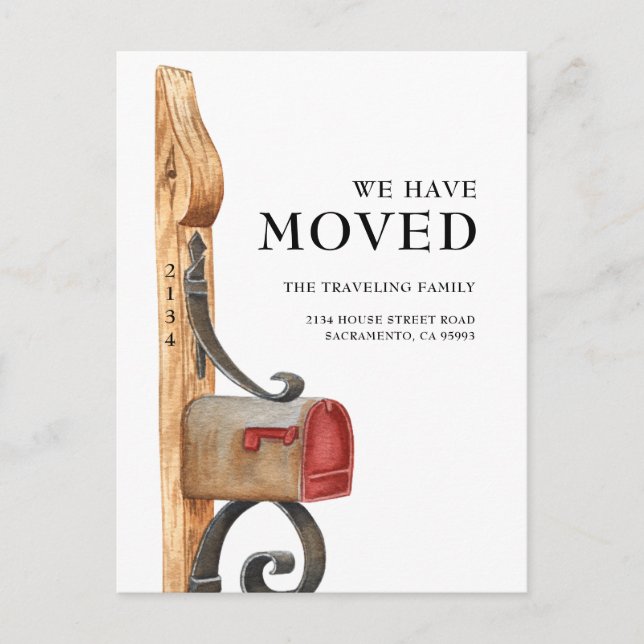 Wasserfarben-Mailbox, die wir übertragen haben Ank Ankündigungspostkarte (Vorderseite)