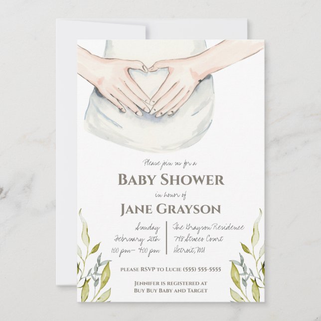 Wasserfarben-Mama-to-be-Geschlecht-Neutral-Babydus Einladung (Vorderseite)