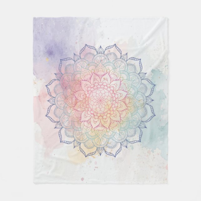 Wasserfarben-Mandala-Wurfdecke Fleecedecke (Vorderseite)