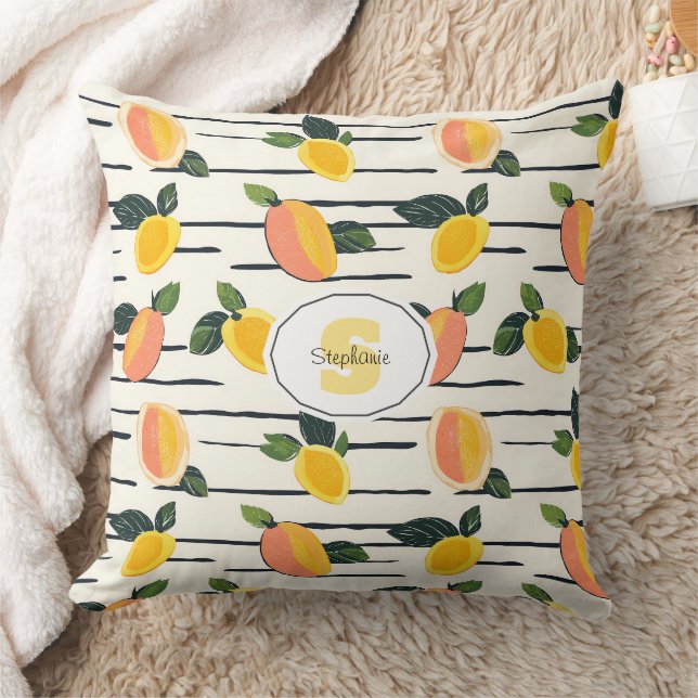 Wasserfarben-Mango-Muster mit grünen Blätter (2) Kissen (Decke)