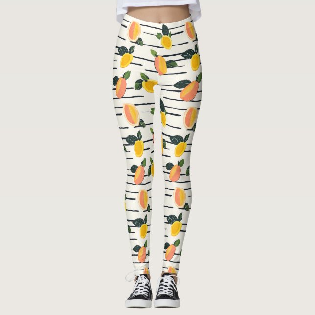 Wasserfarben-Mango-Muster mit grünen Blätter (2) Leggings (Vorderseite)