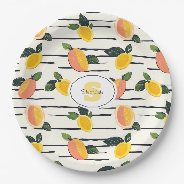 Wasserfarben-Mango-Muster mit grünen Blätter (2) Pappteller (Vorderseite)