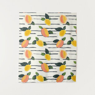 Wasserfarben-Mango-Muster mit grünen Blätter (2) Wandteppich