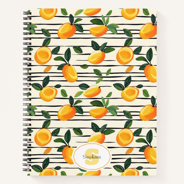 Wasserfarben-Mango-Muster mit grünen Blätter Notizbuch (Vorderseite)