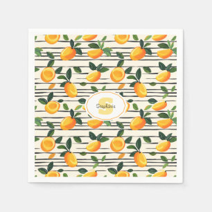 Wasserfarben-Mango-Muster mit grünen Blätter Serviette
