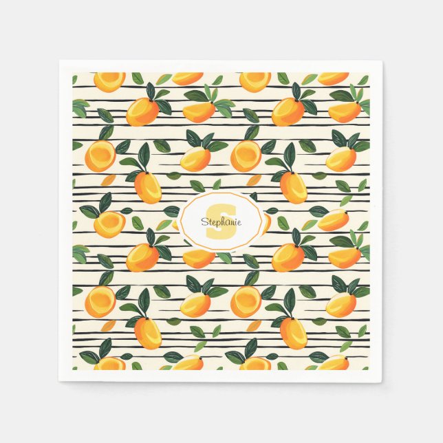 Wasserfarben-Mango-Muster mit grünen Blätter Serviette (Vorderseite)