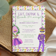 Wasserfarben-Mardi-Gras-Maskenball-Party
