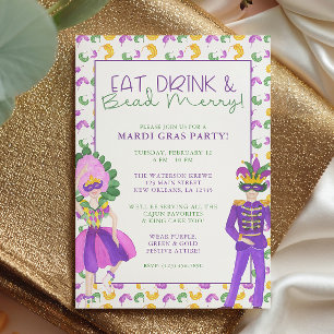 Wasserfarben-Mardi-Gras-Maskenball-Party Einladung