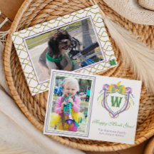 Wasserfarben-Mardi-Gras-Monogrammwappen-Foto