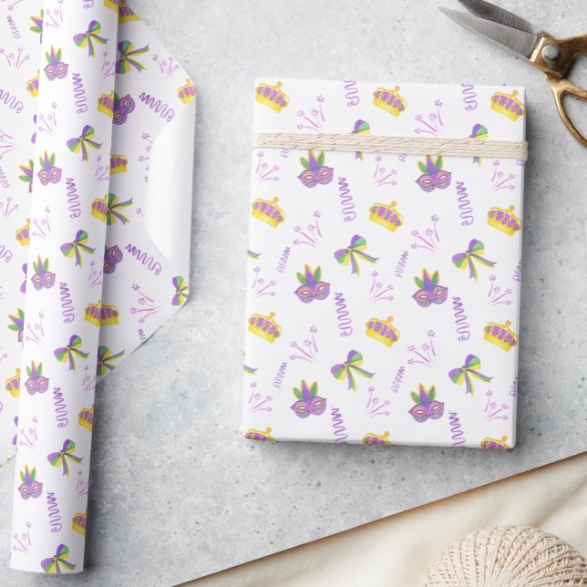 Wasserfarben-Mardi-Gras-Party Geschenkpapier (Von Creator hochgeladen)