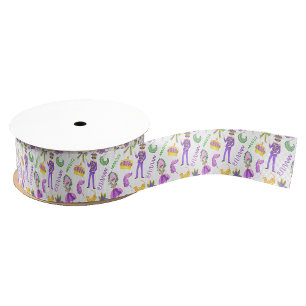 Wasserfarben-Mardi-Gras-Party Ripsband