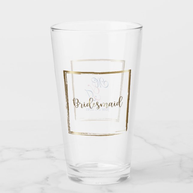 Wasserfarben, Marine und Blush Bridesmaid Glas (Vorderseite)