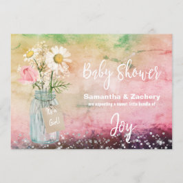 *~* Wasserfarben Mason Jar Floral Rustic Baby Dusc Einladung