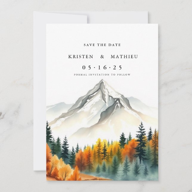 Wasserfarben - Maßgeblicher Berg Save The Date (Vorderseite)