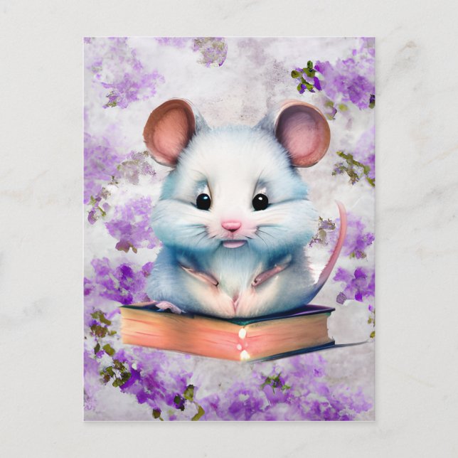 Wasserfarben-Maus-Grafik Postkarte (Vorderseite)