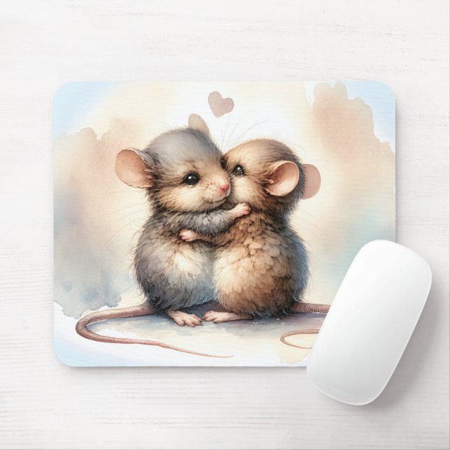 Wasserfarben-Maus-Umarmung Mousepad (Mit Mouse)