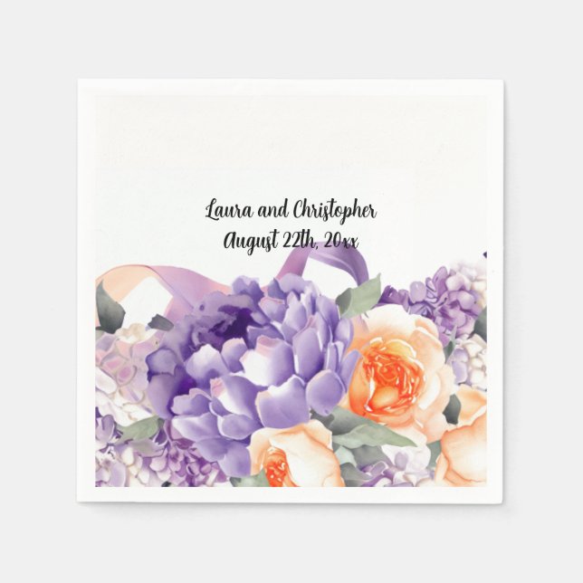 Wasserfarben, Mauve und Peach Papier Napkins Serviette (Vorderseite)