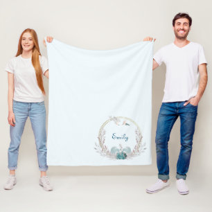 Wasserfarben-Meerjungfrau & Kranz personalisiert Fleecedecke