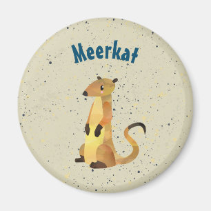 Wasserfarben-Meerkat auf beigem Hintergrund Magnet