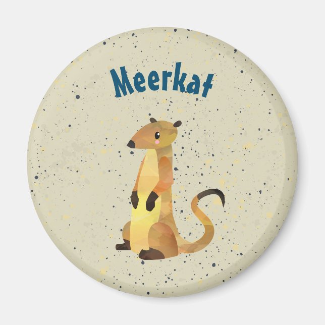 Wasserfarben-Meerkat auf beigem Hintergrund Magnet (Vorne)