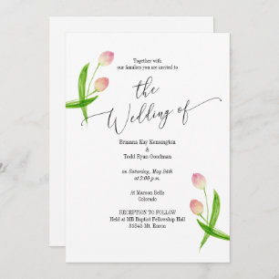 Wasserfarben Minimal Tulip Hochzeit Einladung