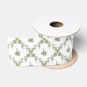 Wasserfarben-Mistel-Blumen-Weihnachten Satinband