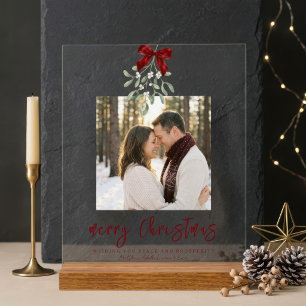 Wasserfarben-Mistel-Weihnachtsfoto Familie Acrylschild