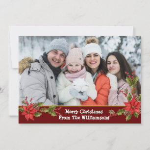 Wasserfarben-Mistelzweig-Rotband-Weihnachtsfoto Feiertagskarte