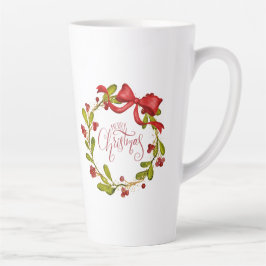 Wasserfarben-Mistelzweigkranz mit Schleife Milchtasse