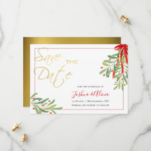 Wasserfarben-Mistletoe & Gold   Hochzeit Save The Date
