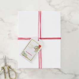 Wasserfarben-Mistletoe & Gold | Personalisierter U Geschenkanhänger