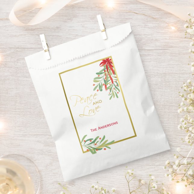 Wasserfarben-Mistletoe & Gold | Personalisierter U Geschenktütchen (Ausgeschnitten)