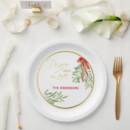 Wasserfarben-Mistletoe & Gold | Personalisierter U Pappteller