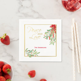 Wasserfarben-Mistletoe & Gold | Personalisierter U Serviette