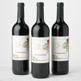 Wasserfarben-Mistletoe & Gold | Personalisierter U Weinetikett