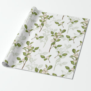 Wasserfarben-Mistletoe Winter-Pflanze Nahtloses Mu Geschenkpapier