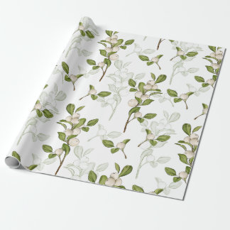 Wasserfarben-Mistletoe Winter-Pflanze Nahtloses Mu Geschenkpapier