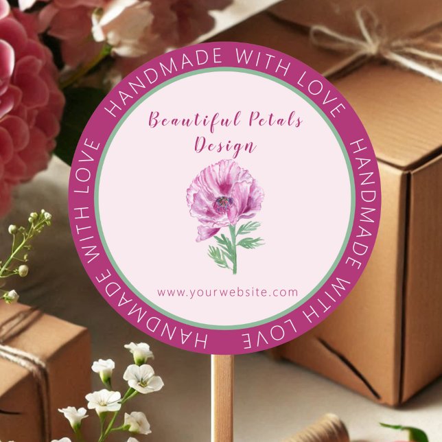 Wasserfarben mit Liebe und Mohngeschäft Runder Aufkleber (Von Creator hochgeladen)