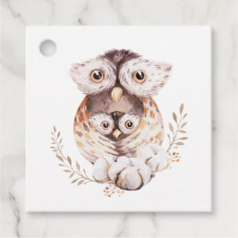 Wasserfarben Mommy and Baby Owls Babydusche Geschenkanhänger