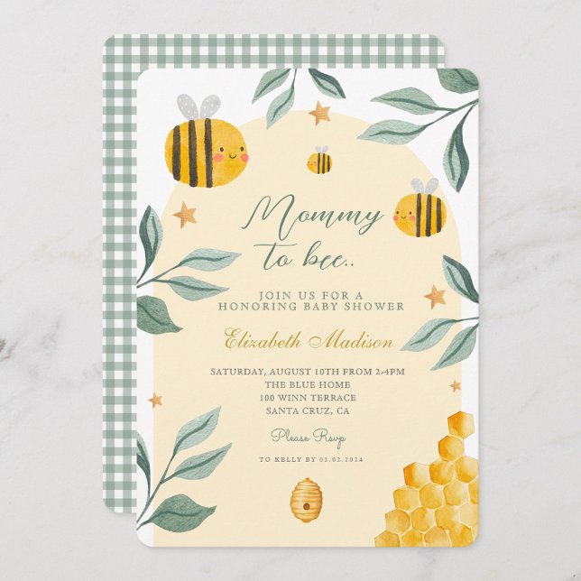 Wasserfarben-Mommy to Bee Honey Sweet Baby Dusche Einladung (Von Creator hochgeladen)