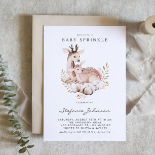 Wasserfarben-Mommy und Baby Deer Fall Baby Sprinkl Einladung