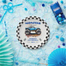 Wasserfarben-Monster-Truck Blau Jungen-Geburtstag 