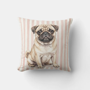 Wasserfarben-Mops-Hunde-Kissenbezug Kissen