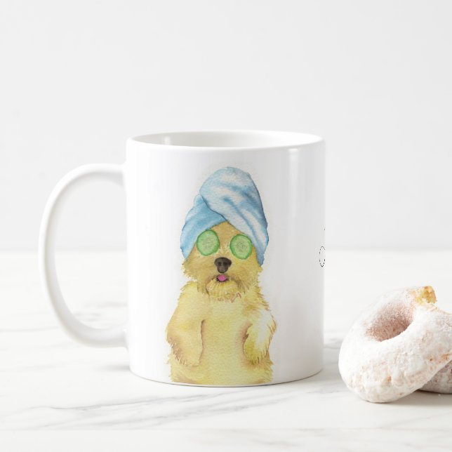 Wasserfarben Morkie Poo Spa-Tag Haustier-Porträt T Kaffeetasse (Mit Donut)