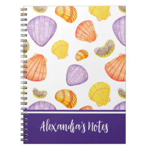 Wasserfarben-Muscheln-Notebook mit Namen Notizblock